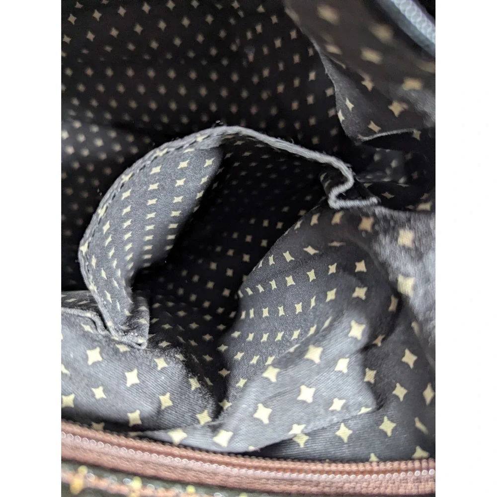 Fossil Key-Per Coated Canvas Tote Bag Teal Kaleidoscope Geometric Dots